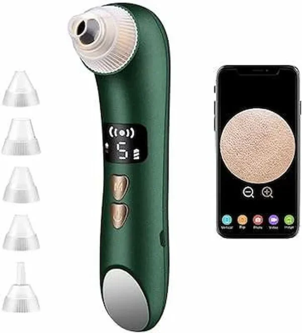 جهاز شفط الرؤوس السوداء المرئي 🔬 — كاميرا مدمجة + 3 رؤوس سيليكون | USB