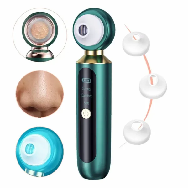 جهاز شفط الرؤوس السوداء المرئي 🔬 — كاميرا مدمجة + 3 رؤوس سيليكون | USB